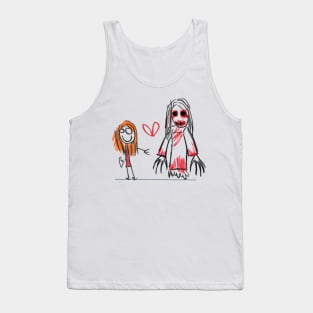 Chilling Charcoal: Unveiling the Haunting World of Children's Creepy Scary Drawings Tank Top